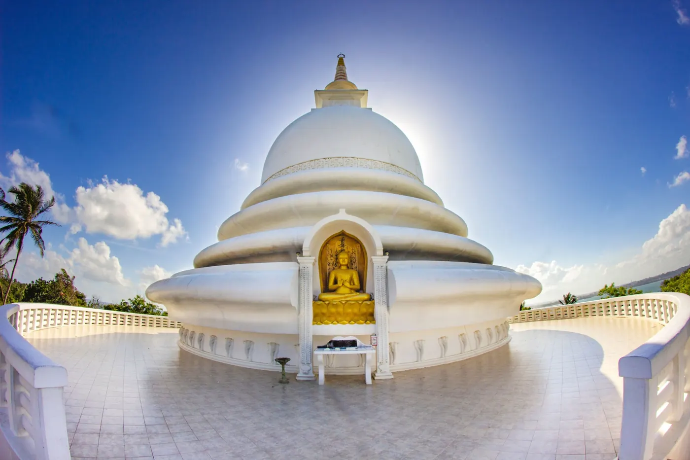 Japanese Peace Pagoda on Rumassala Hill above Unawatuna, Sri Lanka